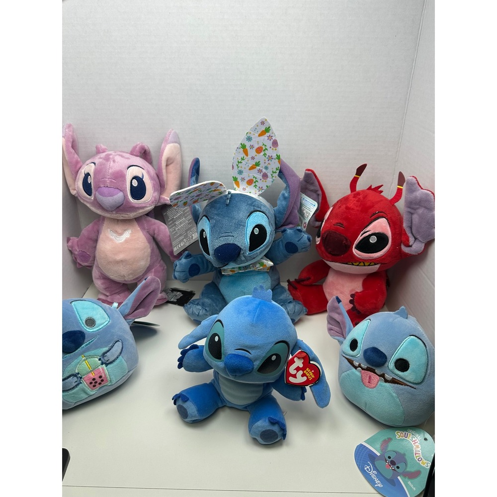 Disney Lilo & Stitch Plush Lot Angel Leroy Squishmallow Ty Beanie Baby Easter - Picture 4 of 6